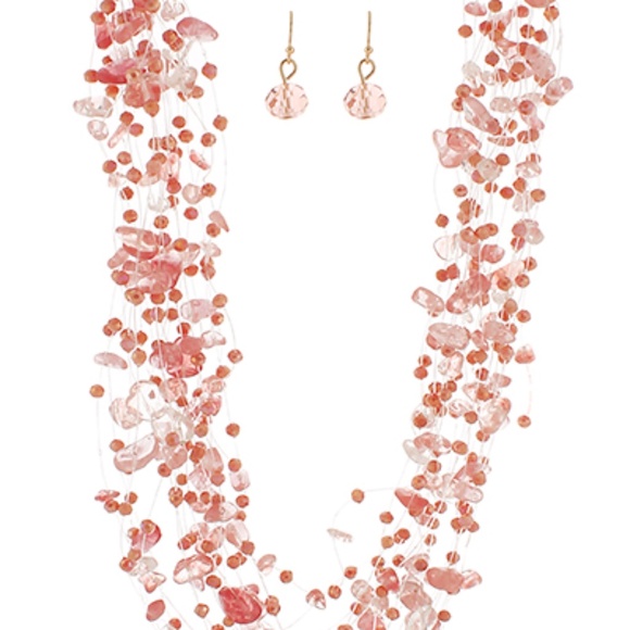 18 Layered Color Coated Chip Stone Necklace - Picture 4 of 4